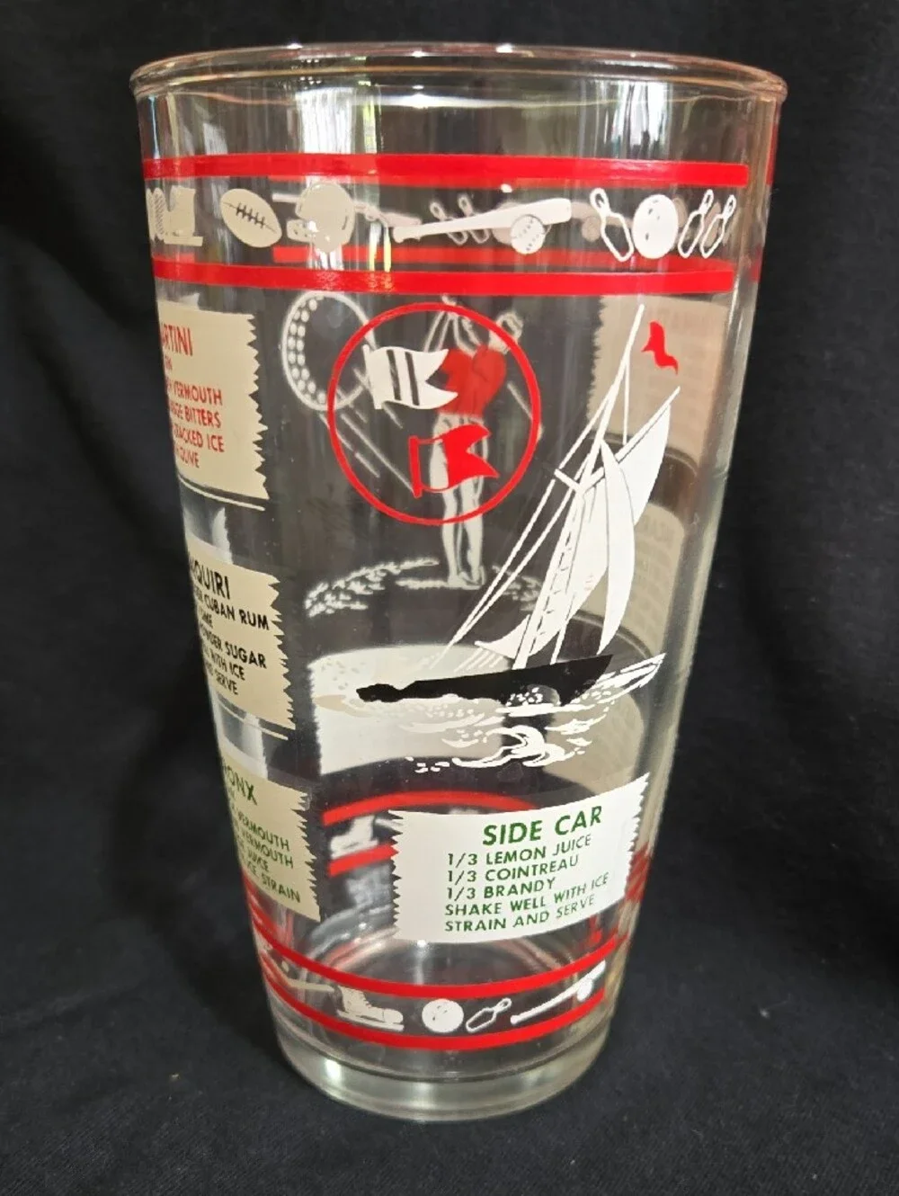 Vintage Cocktail Shaker Glass With Recipes